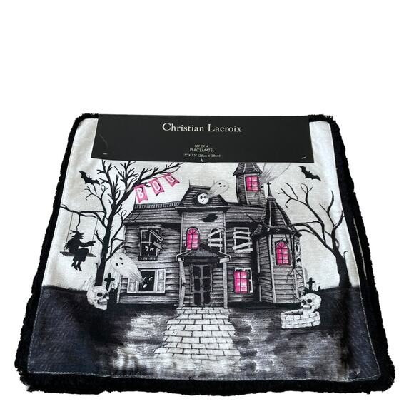 Christian Lacroix Halloween Haunted House Placemats 15in Set of 4 Spooky NEW - Picture 3 of 13